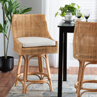 bali & pari Bella Modern Bohemian Natural Brown Rattan Counter Stool