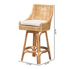 bali & pari Bella Modern Bohemian Natural Brown Rattan Bar Stool