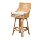 bali & pari Bella Modern Bohemian Natural Brown Rattan Bar Stool