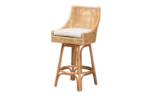 bali & pari Bella Modern Bohemian Natural Brown Rattan Bar Stool