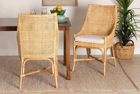 bali & pari Bella Modern Bohemian Natural Brown Rattan Dining Chair