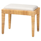 bali & pari Sofia Modern Bohemian Natural Brown Rattan and Mahogany Wood Ottoman