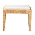 bali & pari Sofia Modern Bohemian Natural Brown Rattan and Mahogany Wood Ottoman
