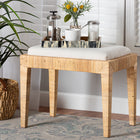 bali & pari Sofia Modern Bohemian Natural Brown Rattan and Mahogany Wood Ottoman