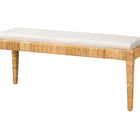 bali & pari Sofia Modern Bohemian Natural Brown Rattan and Mahogany Wood Bench