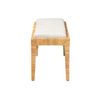 bali & pari Sofia Modern Bohemian Natural Brown Rattan and Mahogany Wood Bench