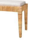 bali & pari Sofia Modern Bohemian Natural Brown Rattan and Mahogany Wood Bench
