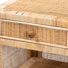 bali & pari Bella Modern Bohemian Natural Brown Mahogany Wood and Natural Rattan 1-Drawer Nightstand
