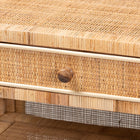 bali & pari Bella Modern Bohemian Natural Brown Mahogany Wood and Natural Rattan 1-Drawer Console Table