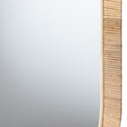 bali & pari Bella Modern Bohemian Natural Brown Mahogany Wood and Natural Rattan Oval Mirror