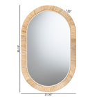 bali & pari Bella Modern Bohemian Natural Brown Mahogany Wood and Natural Rattan Oval Mirror