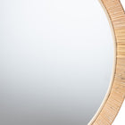 bali & pari Bella Modern Bohemian Natural Brown Mahogany Wood and Natural Rattan Round Mirror