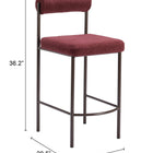 Zuo Livorno Counter Stool (Set of 2) Red & Bronze