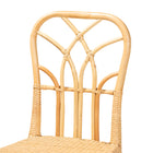 bali & pari Monaco Modern Bohemian Oak Brown Finished Mahogany Wood and Natural Rattan Dining Chair