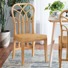 bali & pari Monaco Modern Bohemian Oak Brown Finished Mahogany Wood and Natural Rattan Dining Chair