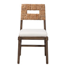 bali & pari Porsha Modern Bohemian Dark Brown Finished Mahogany Wood and Natural Rattan Dining Chair
