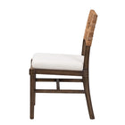 bali & pari Porsha Modern Bohemian Dark Brown Finished Mahogany Wood and Natural Rattan Dining Chair