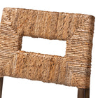 bali & pari Porsha Modern Bohemian Dark Brown Finished Mahogany Wood and Natural Rattan Dining Chair