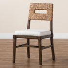 bali & pari Porsha Modern Bohemian Dark Brown Finished Mahogany Wood and Natural Rattan Dining Chair