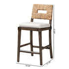 bali & pari Porsha Modern Bohemian Dark Brown Finished Mahogany Wood and Natural Rattan Counter Stool