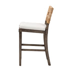 bali & pari Porsha Modern Bohemian Dark Brown Finished Mahogany Wood and Natural Rattan Counter Stool