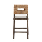 bali & pari Porsha Modern Bohemian Dark Brown Finished Mahogany Wood and Natural Rattan Counter Stool