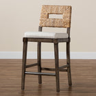 bali & pari Porsha Modern Bohemian Dark Brown Finished Mahogany Wood and Natural Rattan Counter Stool