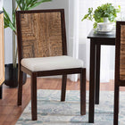 bali & pari Joana Modern Bohemian Dark Brown Mahogany Wood and Natural Seagrass Dining Side Chair