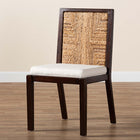 bali & pari Joana Modern Bohemian Dark Brown Mahogany Wood and Natural Seagrass Dining Side Chair
