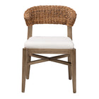 bali & pari Chloe Modern Bohemian Walnut Brown Finished Mahogany Wood and Natural Rattan Dining Chair
