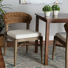 bali & pari Chloe Modern Bohemian Walnut Brown Finished Mahogany Wood and Natural Rattan Dining Chair