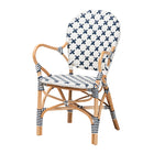 bali & pari Bryson Modern French Blue and White Weaving and Natural Rattan Bistro Chair