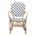 bali & pari Bryson Modern French Blue and White Weaving and Natural Rattan Bistro Chair
