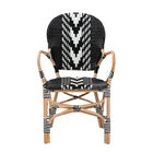 bali & pari Wallis Modern French Two-Tone Black and White Weaving and Natural Rattan Indoor Dining Chair