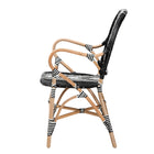 bali & pari Wallis Modern French Two-Tone Black and White Weaving and Natural Rattan Indoor Dining Chair