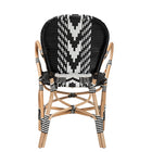 bali & pari Wallis Modern French Two-Tone Black and White Weaving and Natural Rattan Indoor Dining Chair