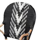 bali & pari Wallis Modern French Two-Tone Black and White Weaving and Natural Rattan Indoor Dining Chair