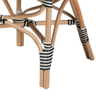 bali & pari Wallis Modern French Two-Tone Black and White Weaving and Natural Rattan Indoor Dining Chair