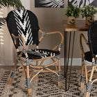 bali & pari Wallis Modern French Two-Tone Black and White Weaving and Natural Rattan Indoor Dining Chair