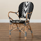 bali & pari Wallis Modern French Two-Tone Black and White Weaving and Natural Rattan Indoor Dining Chair