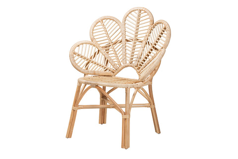 bali & pari Bianca Modern Bohemian Natural Brown Rattan Flower Chair