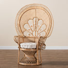 bali & pari Ediva Modern Bohemian Natural Brown Rattan Peacock Accent Chair