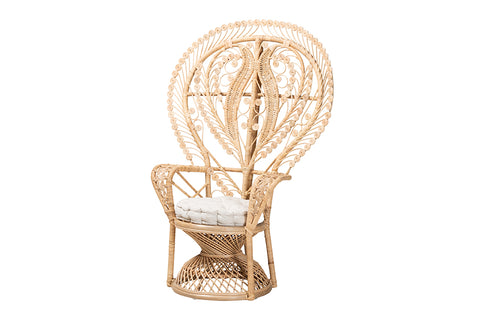 bali & pari Fedra Modern Bohemian Natural Brown Rattan Peacock Accent Chair