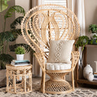 bali & pari Fedra Modern Bohemian Natural Brown Rattan Peacock Accent Chair