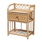 bali & pari Kobie Modern Bohemian Natural Brown Rattan 1-Drawer Nightstand