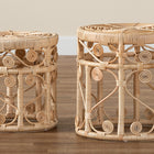 bali & pari Bowie Modern Bohemian Natural Brown Rattan 2-Piece Nesting End Table Set