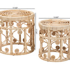 bali & pari Bowie Modern Bohemian Natural Brown Rattan 2-Piece Nesting End Table Set