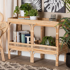 bali & pari Lombok Modern Bohemian Natural Brown Rattan Console Table
