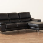Baxton Studio Townsend Modern Black Full Leather Sectional Sofa with Right Facing Chaise