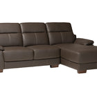 Baxton Studio Reverie Modern Brown Full Leather Sectional Sofa with Right Facing Chaise